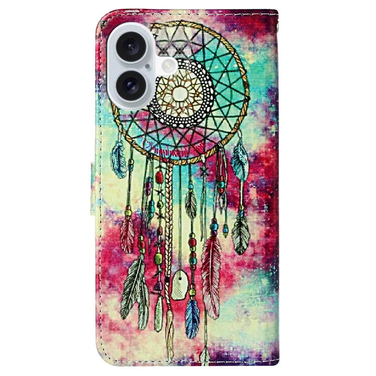 For iPhone 16 Plus Case Shockproof Leather Wallet Phone Cover Pattern Printing
