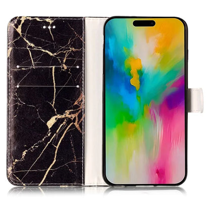 For iPhone 16 Plus Case Shockproof Leather Wallet Phone Cover Pattern Printing