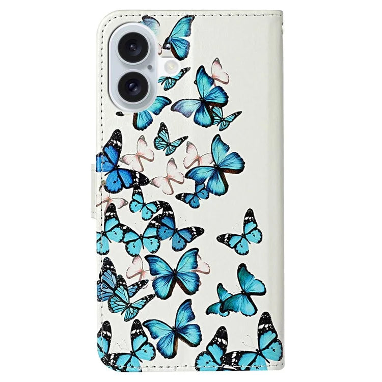 For iPhone 16 Plus Case Shockproof Leather Wallet Phone Cover Pattern Printing