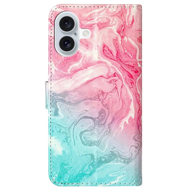 For iPhone 16 Plus Case Shockproof Leather Wallet Phone Cover Pattern Printing