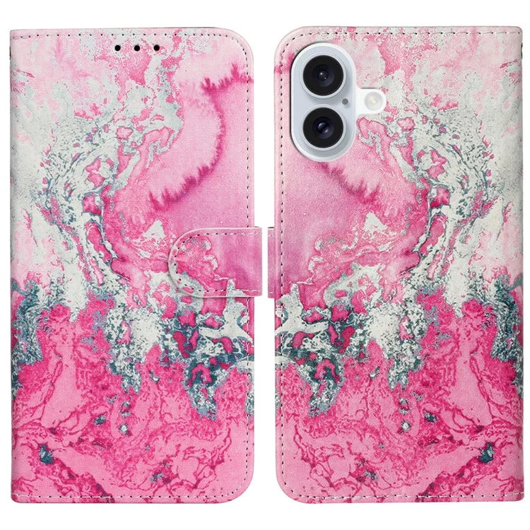 For iPhone 16 Plus Case Shockproof Leather Wallet Phone Cover Pattern Printing