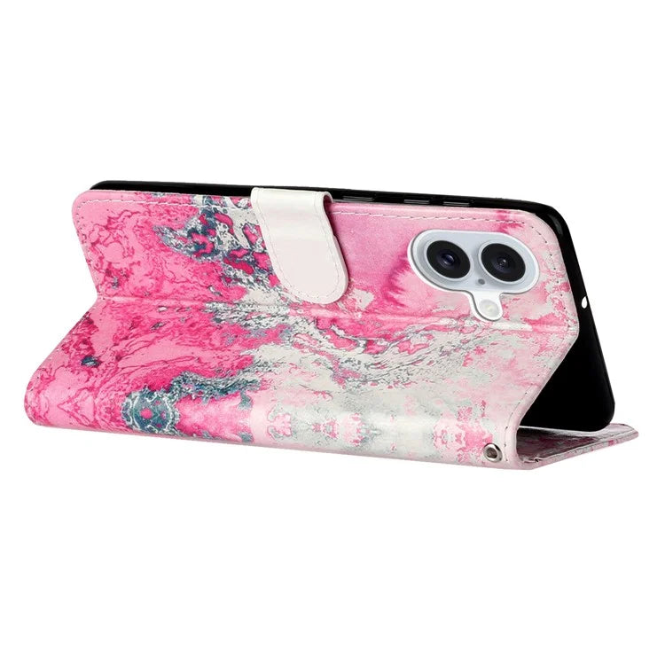 For iPhone 16 Plus Case Shockproof Leather Wallet Phone Cover Pattern Printing