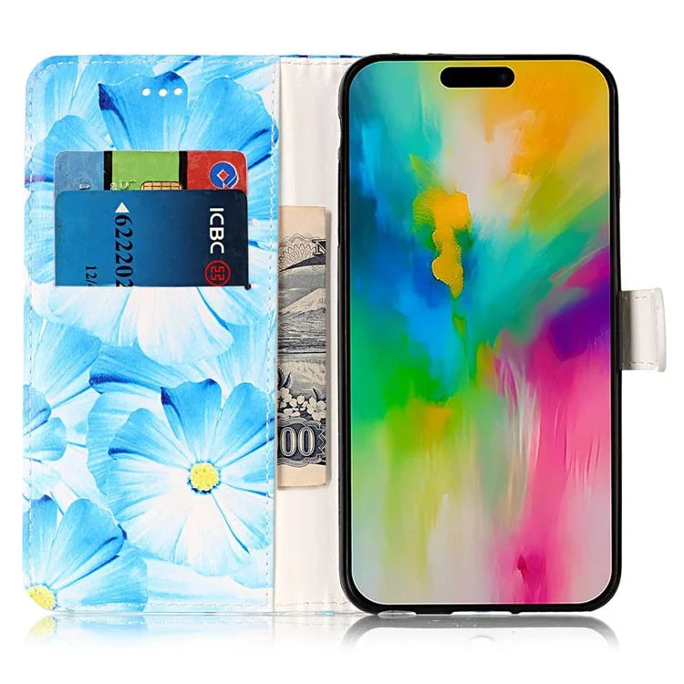 For iPhone 16 Plus Case Shockproof Leather Wallet Phone Cover Pattern Printing