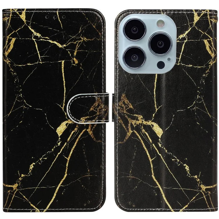 For iPhone 16 Case Pattern Stand Leather Phone Cover Card Slots Design