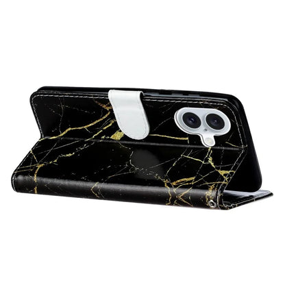For iPhone 16 Case Pattern Stand Leather Phone Cover Card Slots Design