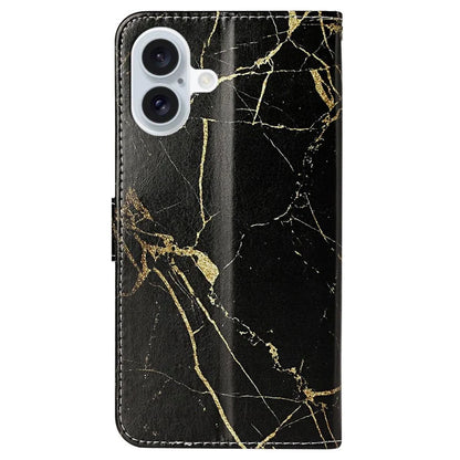 For iPhone 16 Case Pattern Stand Leather Phone Cover Card Slots Design
