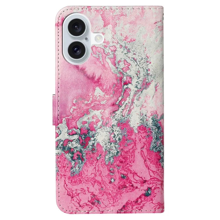 For iPhone 16 Case Pattern Stand Leather Phone Cover Card Slots Design