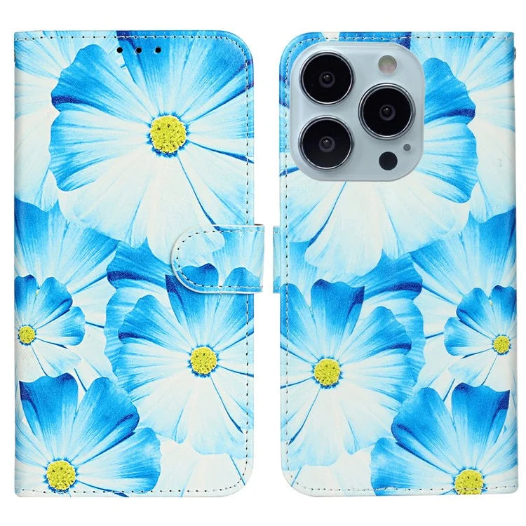 For iPhone 16 Case Pattern Stand Leather Phone Cover Card Slots Design