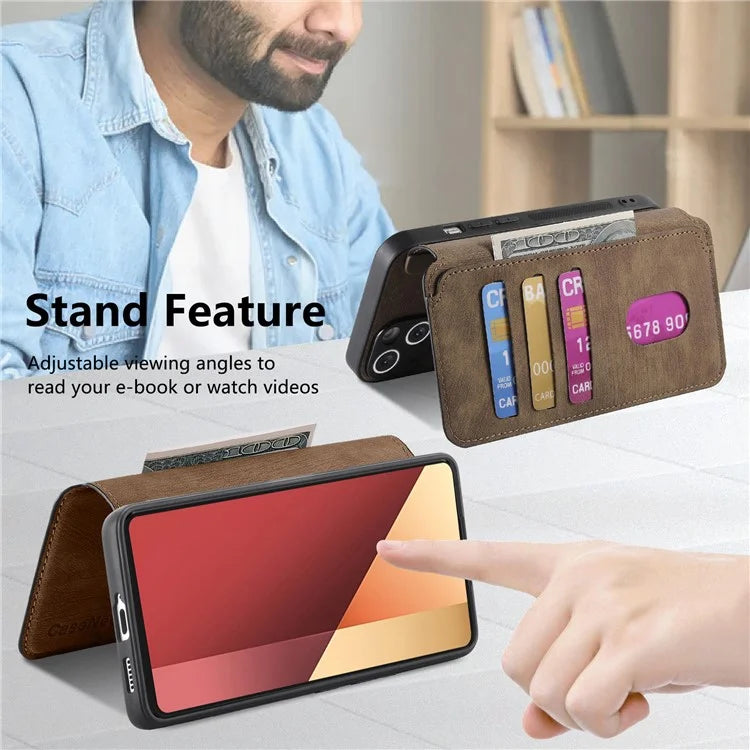 CASENEO MW-03 For Xiaomi Redmi Note 13 Pro 4G / Poco M6 Pro 4G Case Detachable Wallet Phone Cover