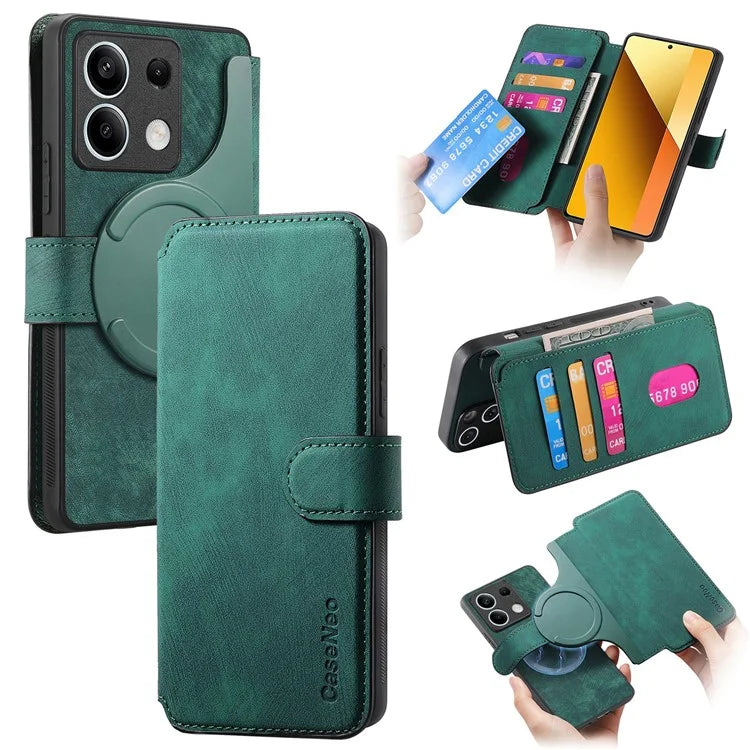 CASENEO MW-03 For Xiaomi Redmi Note 13 5G Case Leather Back Cover Detachable Magnetic Wallet