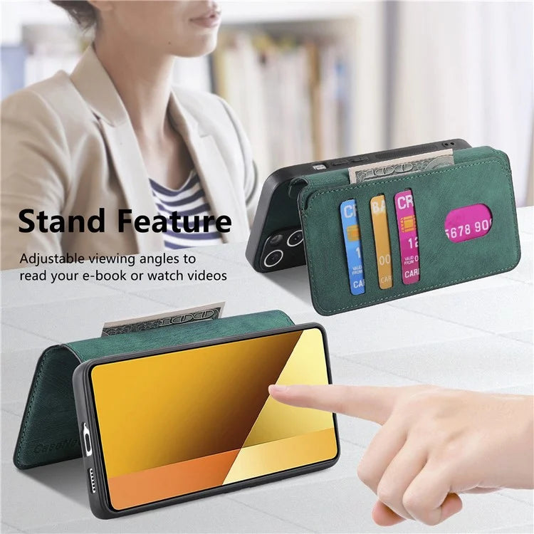 CASENEO MW-03 For Xiaomi Redmi Note 13 5G Case Leather Back Cover Detachable Magnetic Wallet