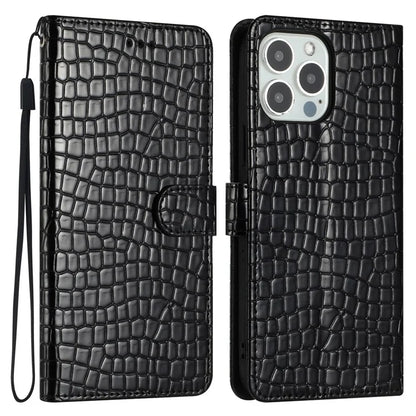 For iPhone 16 Pro Max Case Stand PU Leather Phone Cover Classic Crocodile Pattern