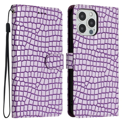 For iPhone 16 Pro Max Case Stand PU Leather Phone Cover Classic Crocodile Pattern