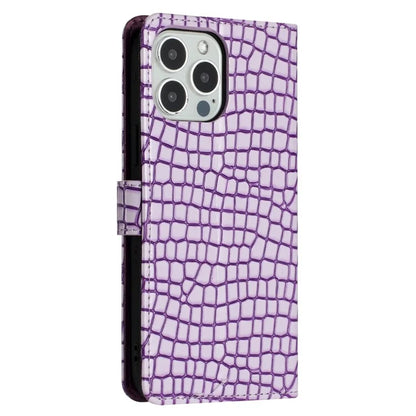 For iPhone 16 Pro Max Case Stand PU Leather Phone Cover Classic Crocodile Pattern
