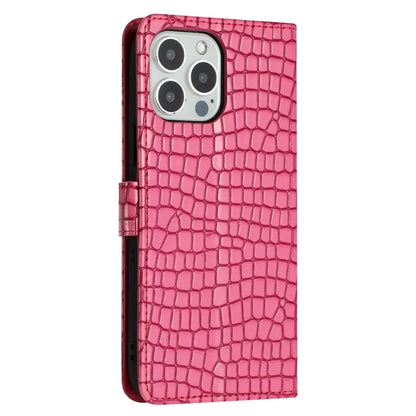 For iPhone 16 Pro Max Case Stand PU Leather Phone Cover Classic Crocodile Pattern
