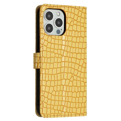 For iPhone 16 Pro Max Case Stand PU Leather Phone Cover Classic Crocodile Pattern