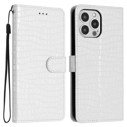 For iPhone 16 Pro Max Case Stand PU Leather Phone Cover Classic Crocodile Pattern