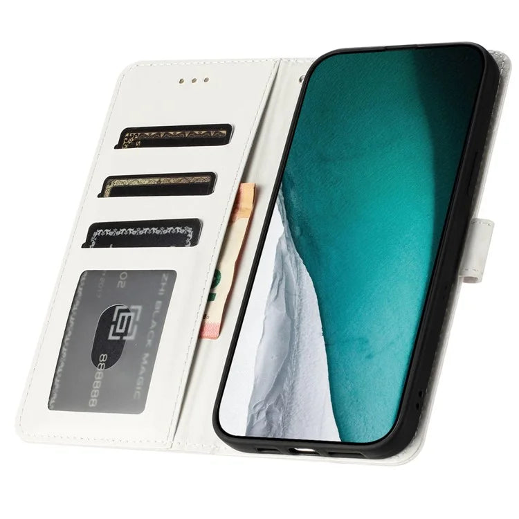 For iPhone 16 Pro Max Case Stand PU Leather Phone Cover Classic Crocodile Pattern