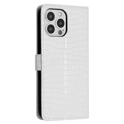 For iPhone 16 Pro Max Case Stand PU Leather Phone Cover Classic Crocodile Pattern