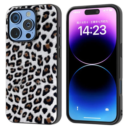 ABEEL For iPhone 16 Pro Case PU+TPU Back Phone Cover with Leopard Pattern