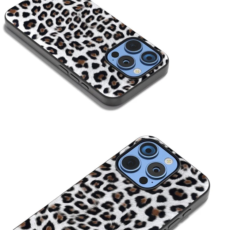 ABEEL For iPhone 16 Pro Case PU+TPU Back Phone Cover with Leopard Pattern