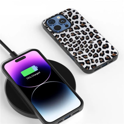 ABEEL For iPhone 16 Pro Case PU+TPU Back Phone Cover with Leopard Pattern