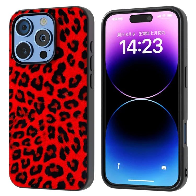 ABEEL For iPhone 16 Pro Case PU+TPU Back Phone Cover with Leopard Pattern