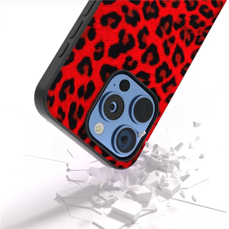 ABEEL For iPhone 16 Pro Case PU+TPU Back Phone Cover with Leopard Pattern