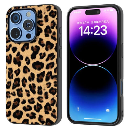 ABEEL For iPhone 16 Pro Case PU+TPU Back Phone Cover with Leopard Pattern
