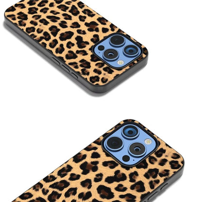 ABEEL For iPhone 16 Pro Case PU+TPU Back Phone Cover with Leopard Pattern