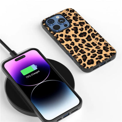ABEEL For iPhone 16 Pro Case PU+TPU Back Phone Cover with Leopard Pattern