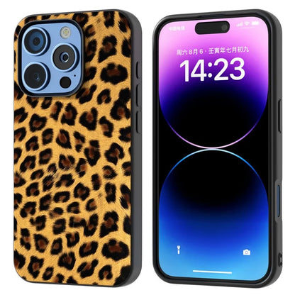 ABEEL For iPhone 16 Pro Case PU+TPU Back Phone Cover with Leopard Pattern