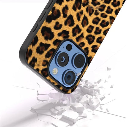 ABEEL For iPhone 16 Pro Case PU+TPU Back Phone Cover with Leopard Pattern