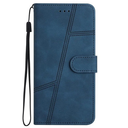 For iPhone 16 Pro Max Case Lines Imprinted PU Leather Wallet Phone Folio Cover