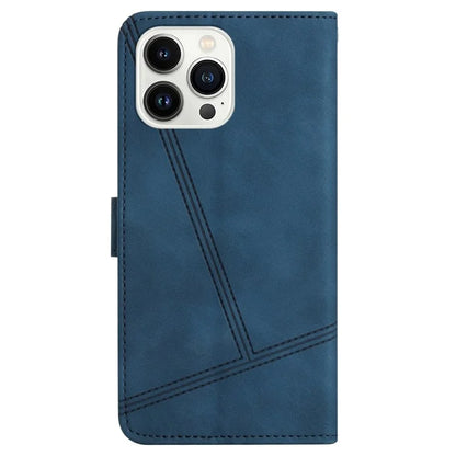 For iPhone 16 Pro Max Case Lines Imprinted PU Leather Wallet Phone Folio Cover