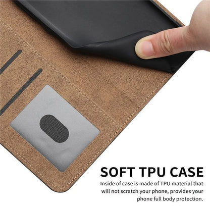 For iPhone 16 Pro Case Lines Imprinted PU Leather Stand Phone Cover