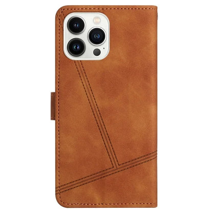 For iPhone 16 Pro Case Lines Imprinted PU Leather Stand Phone Cover