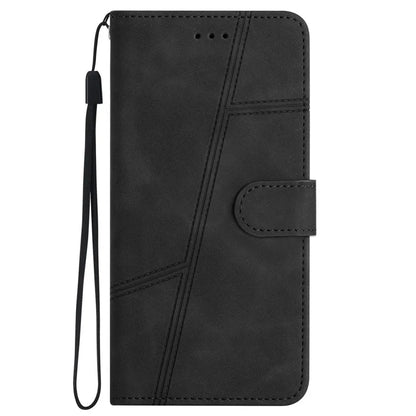 For iPhone 16 Pro Case Lines Imprinted PU Leather Stand Phone Cover