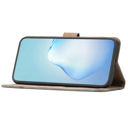 For iPhone 16 Pro Case Lines Imprinted PU Leather Stand Phone Cover