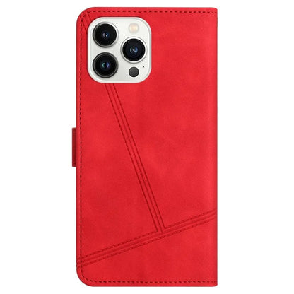 For iPhone 16 Pro Case Lines Imprinted PU Leather Stand Phone Cover