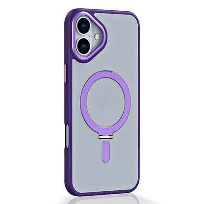 For iPhone 16 Plus Kickstand Case TPU+Acrylic Magnetic Phone Cover