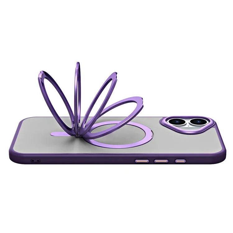 For iPhone 16 Plus Kickstand Case TPU+Acrylic Magnetic Phone Cover