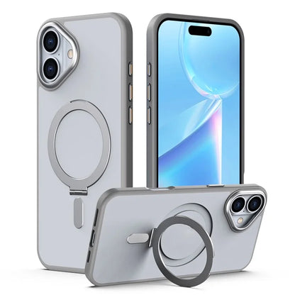 For iPhone 16 Plus Kickstand Case TPU+Acrylic Magnetic Phone Cover