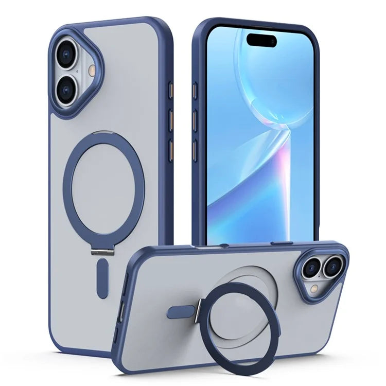 For iPhone 16 Plus Kickstand Case TPU+Acrylic Magnetic Phone Cover
