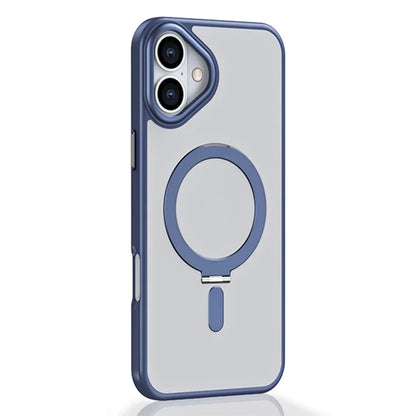 For iPhone 16 Plus Kickstand Case TPU+Acrylic Magnetic Phone Cover