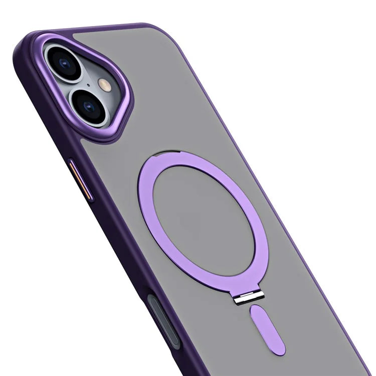 For iPhone 16 Plus Kickstand Case TPU+Acrylic Magnetic Phone Cover