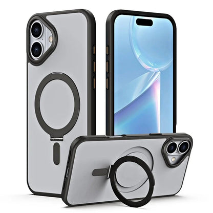 For iPhone 16 Plus Kickstand Case TPU+Acrylic Magnetic Phone Cover