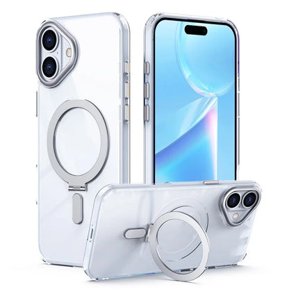 For iPhone 16 Plus Kickstand Case TPU+Acrylic Magnetic Phone Cover