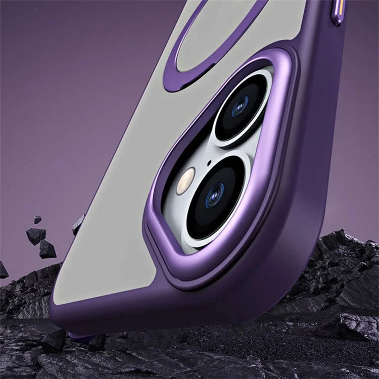 For iPhone 16 Plus Kickstand Case TPU+Acrylic Magnetic Phone Cover