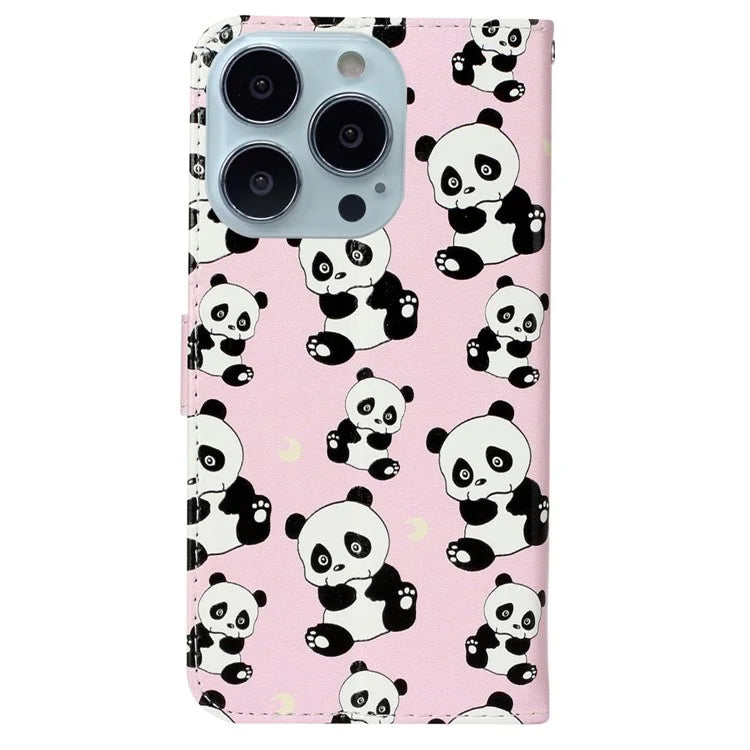 For iPhone 16 Pro Case Stand Wallet Leather Phone Cover Magnetic Clasp Pattern Printed